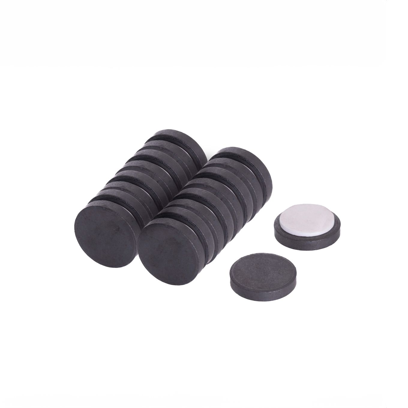 25mm Durchmesser X 5mm Dicke, Y10-Ferritmagnet mit klebendem Schaumstoffpad - 0,6kg Zugkraft