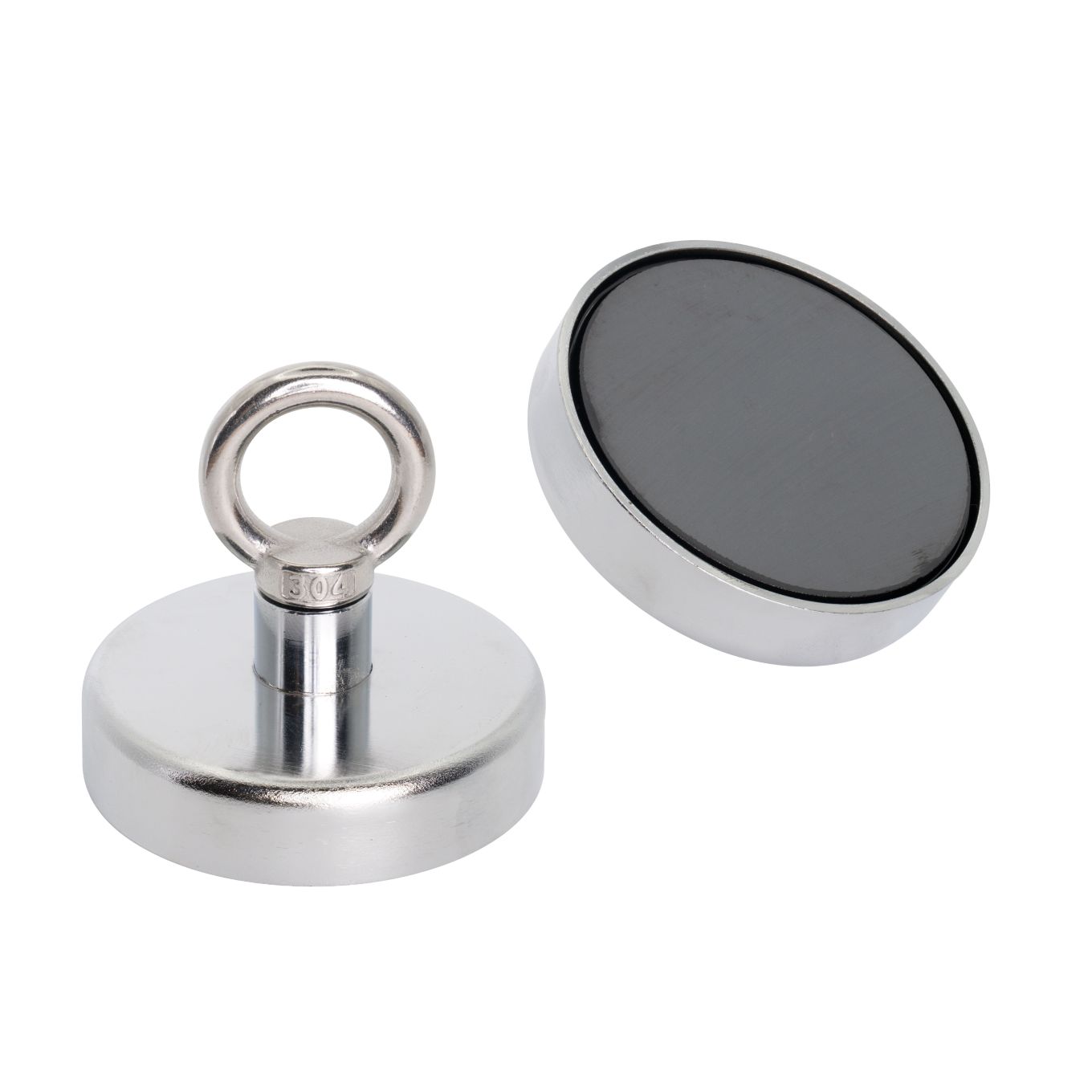 80mm Durchmesser x 70mm hoher Ferrit-Rückgewinnungsmagnet mit M10-Ringschraube – 60kg Zugkraft