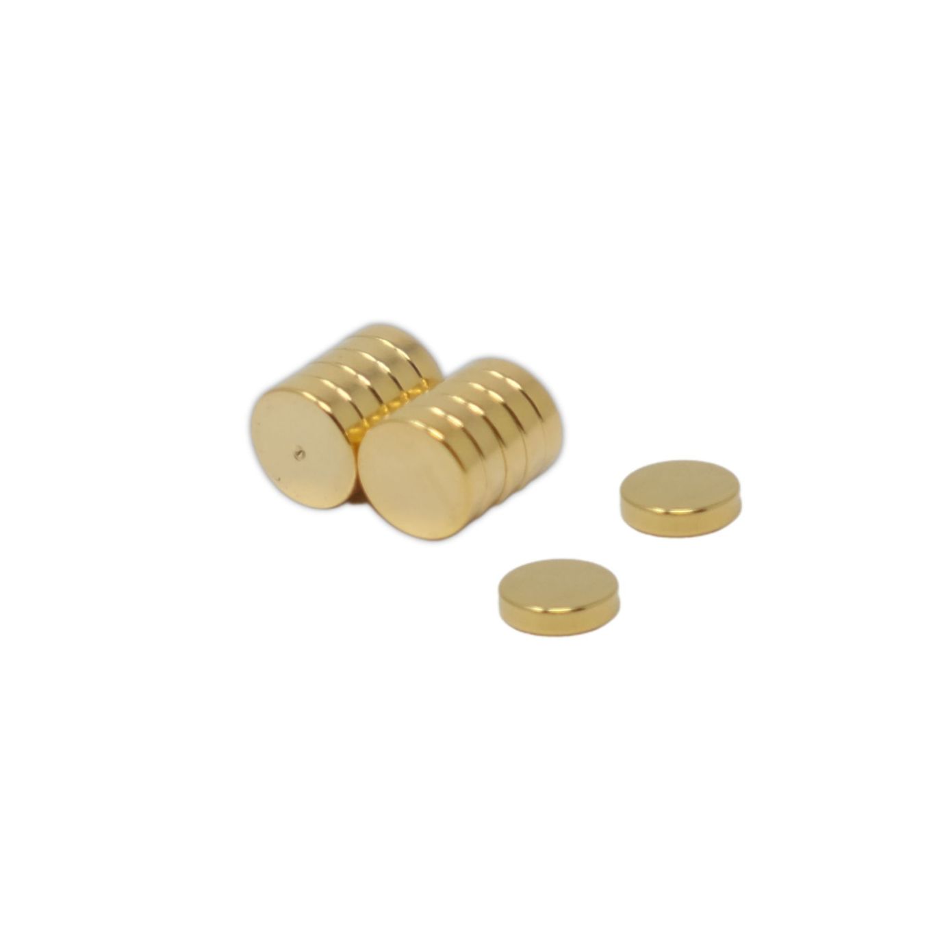 6mm Durchmesser x 1,5mm dicke, vergoldete Therapie-Magnete -  Dimple On North Face - 0,44kg Zugkraft