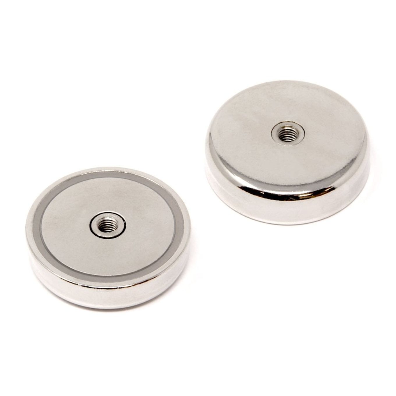 60mm Durchmesser x 15mm dicker N42-Neodym-Topfmagnet mit M8-Innengewinde – 139kg Zugkraft