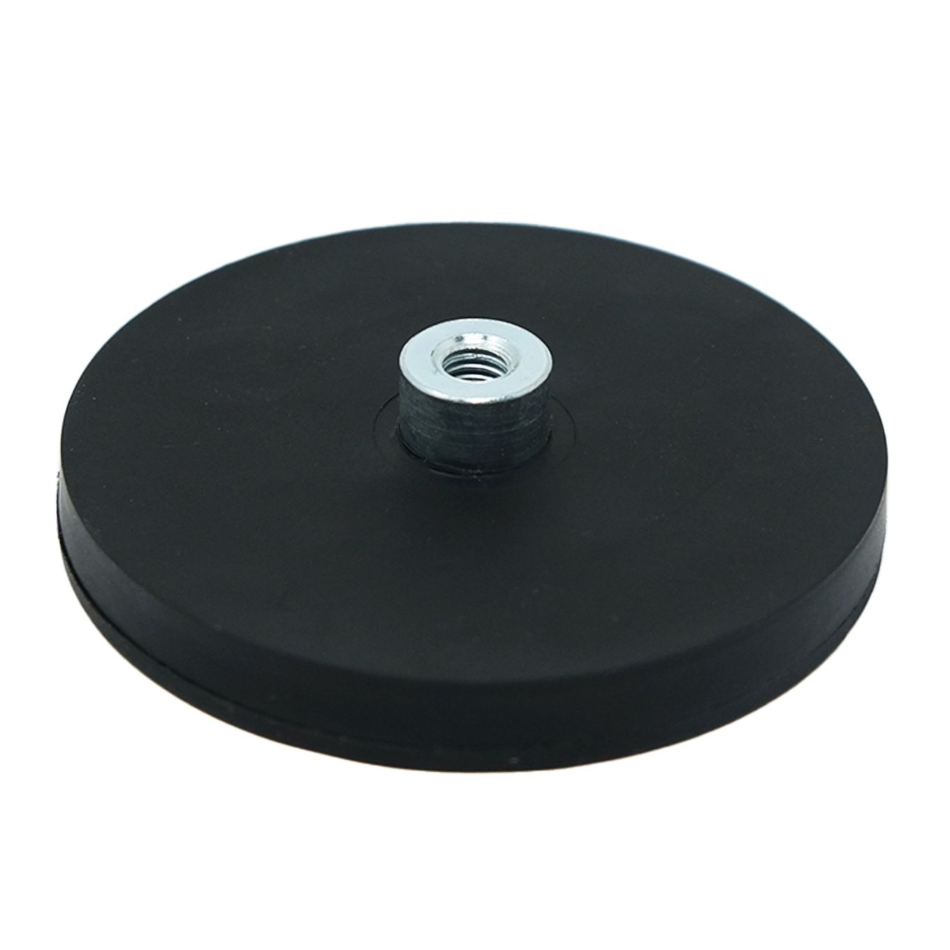 66mm Durchmesser x 8mm Höhe Gummierter POS-Magnet mit M6-Bossengewinde – 22kg Zugkraft