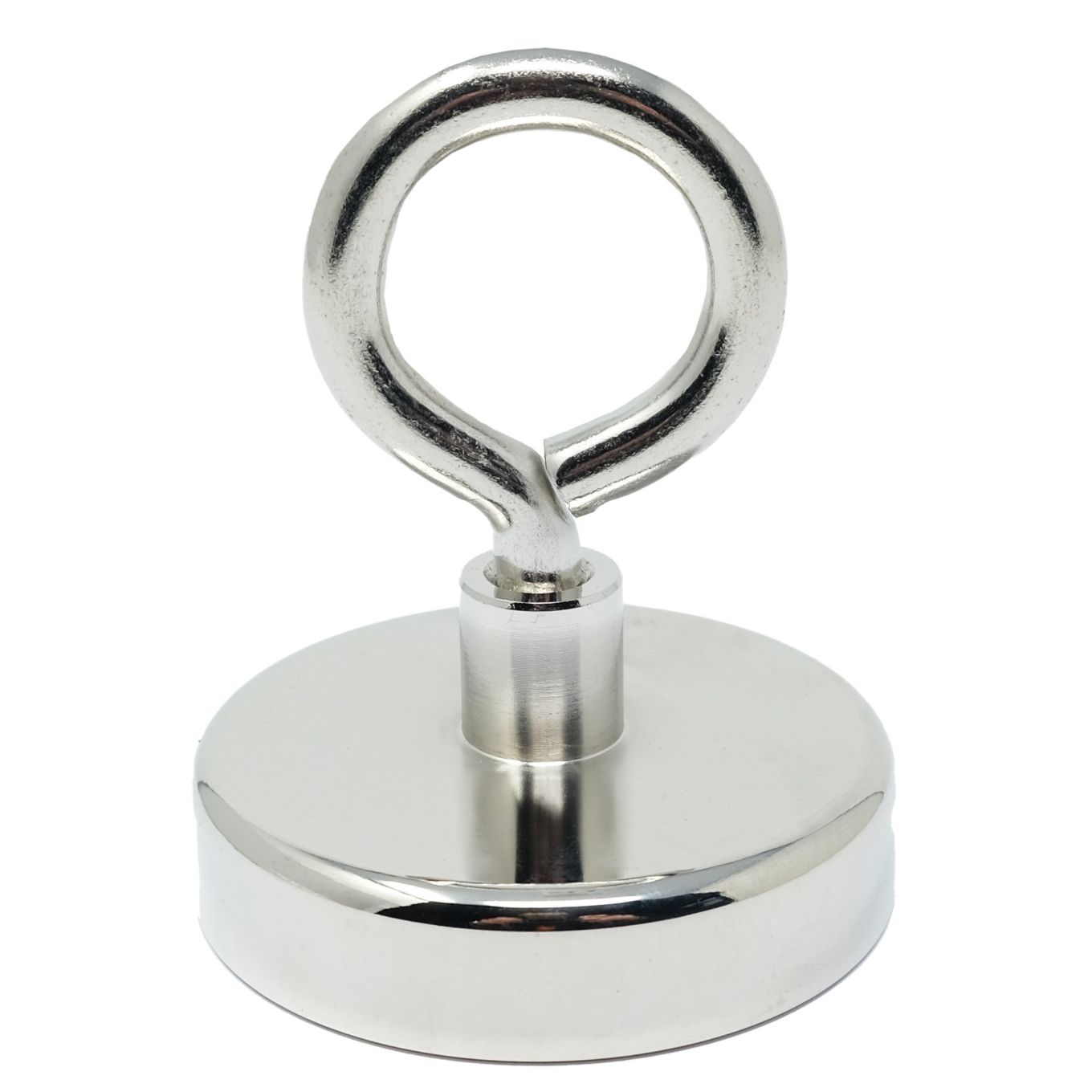 Neodym-Klemmmagnet mit 75mm Durchmesser und M10-Ringschraube – Maschinengedreht – 200kg Zugkraft