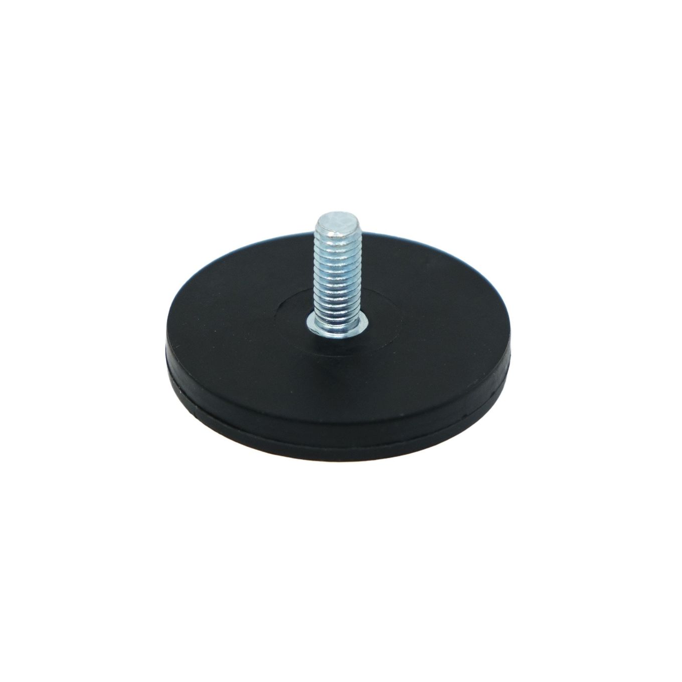 43mm Durchmesser x 6mm dick, gummierter POS-Magnet mit M6 x 15mm Außengewinde – 8kg Zugkraft