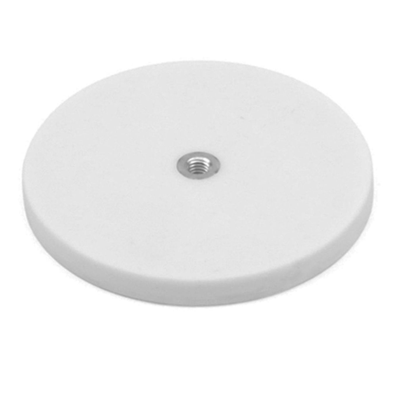 66mm Durchmesser x 8mm Höhe, gummierter POS-Magnet mit M6-Bossengewinde (bündig x 8mm tief) – 20kg Zugkraft