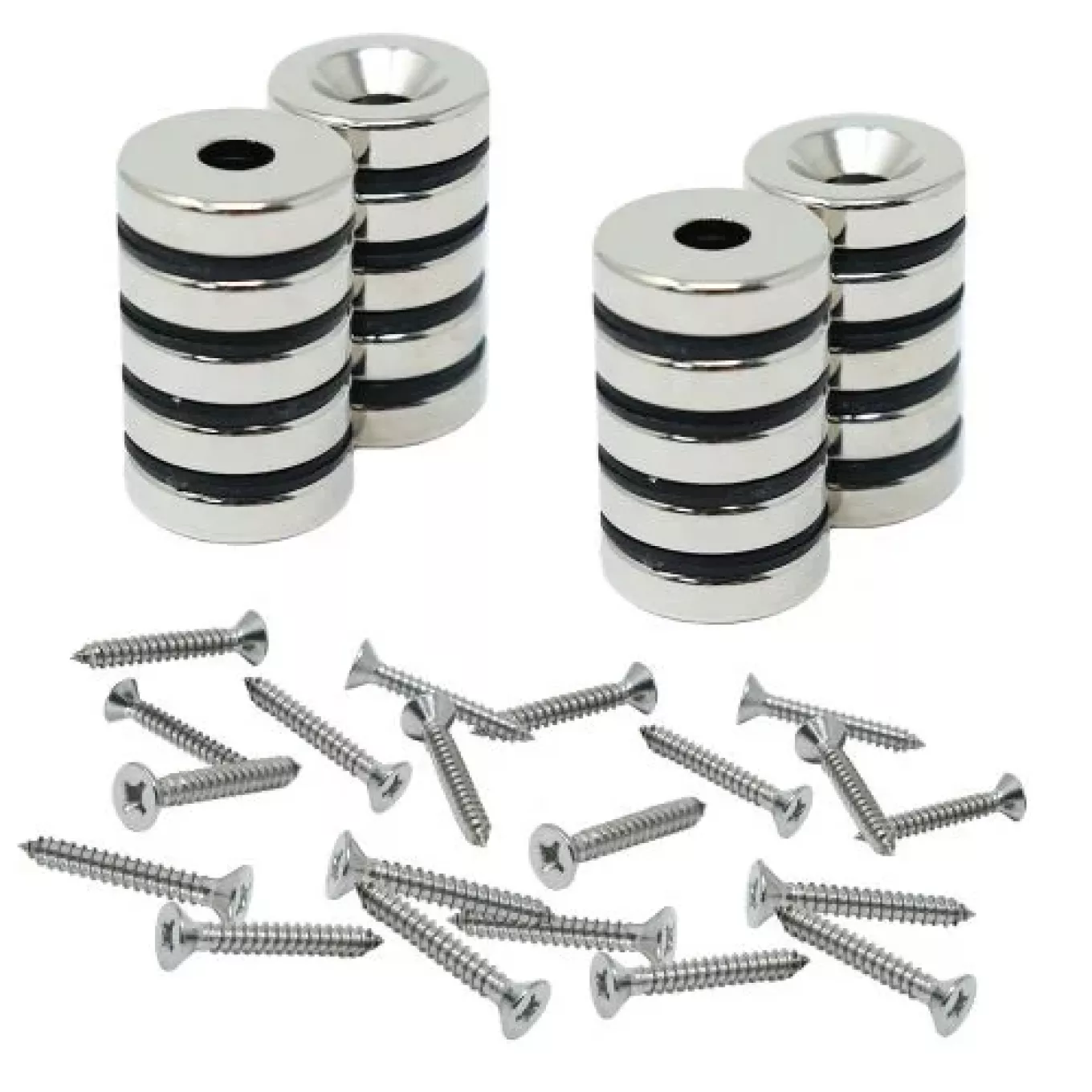20mm Durchmesser x 5mm Dicke Nord- und Süd-Neodym-Senkmagnete und Schraubenpaket