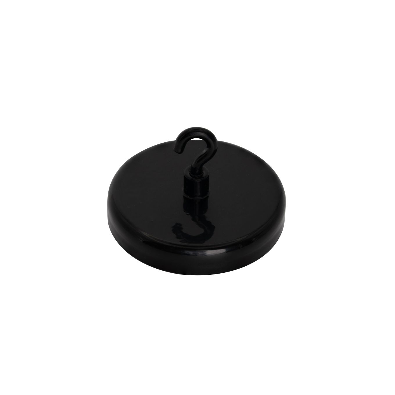 Weiß oder Schwarz lackierter Ferrit-Klemmmagnet mit 57mm Durchmesser und M4-Haken – 25kg Zugkraft