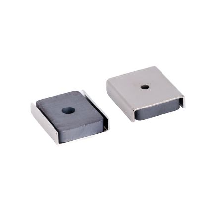 26 x 23 x 6,3mm dick (x 3mm Loch) Ferrit-Kanalmagnet aus Edelstahl – 6,1kg Zugkraft