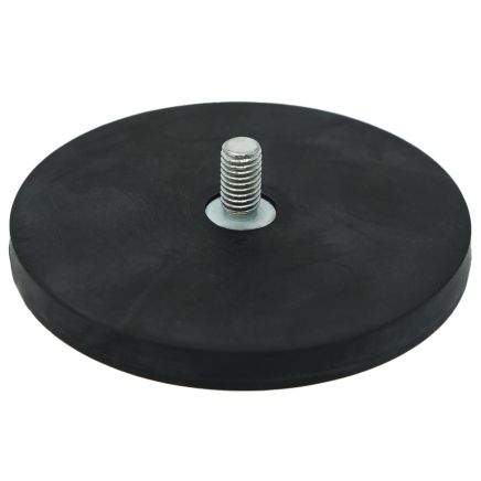 88mm Durchmesser x 8mm dick, gummibeschichteter POS-Magnet mit M8 x 15mm Außengewinde