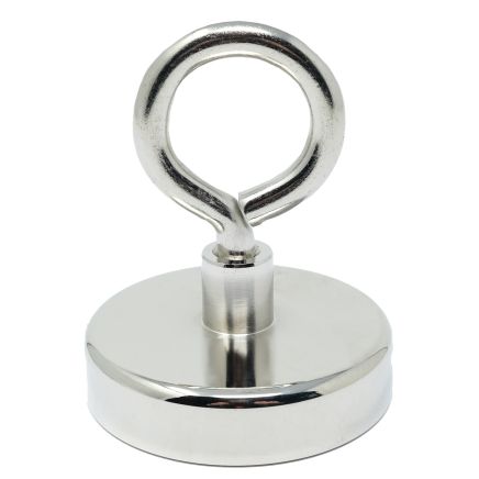 Neodym-Klemmmagnet mit 75mm Durchmesser und M10-Ringschraube – Maschinengedreht – 200kg Zugkraft