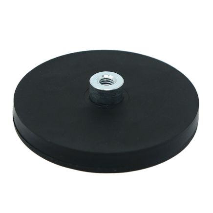 66mm Durchmesser x 8mm Höhe Gummierter POS-Magnet mit M6-Bossengewinde – 22kg Zugkraft