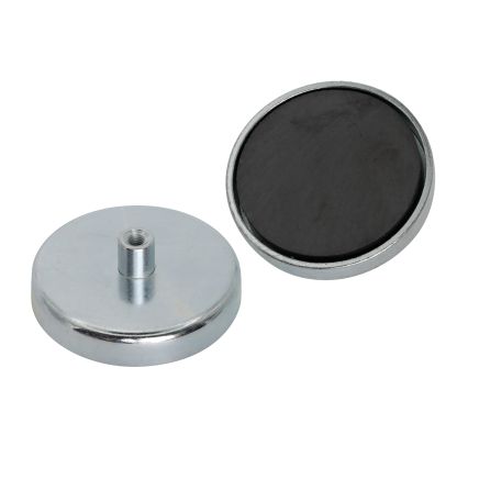 57mm Durchmesser x 10mm dicker Ferrit-Topf-Magnet mit M5-Innengewinde - 29.7kg Zugkraft