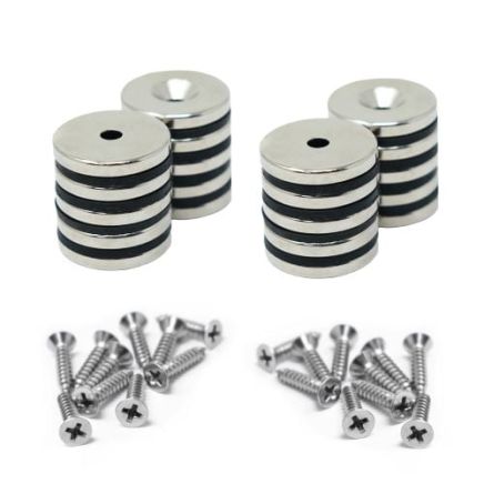 20mm Durchmesser x 3mm Dicke Nord- und Süd-Neodym-Senkmagnete und Schraubenpaket