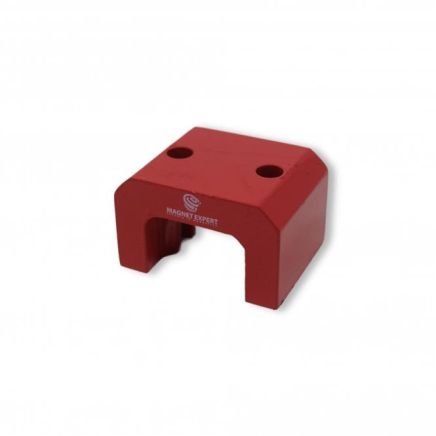 Extra großer roter Alnico-Hufeisenmagnet – 23kg Zugkraft (57 x 35 x 40,5) (mit 2 x 8mm Löchern)