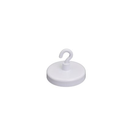 Weiß lackierter Ferrit-Klemmmagnet mit 40mm Durchmesser und M4-Haken – 10,2kg Zugkraft