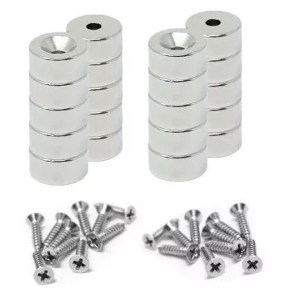 10mm Durchmesser x 5mm Dicke Nord- und Süd-Neodym-Senkmagnete und Schraubenpaket