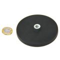 88mm Durchmesser x 8mm Höhe, gummibeschichteter POS-Magnet mit M8-Bossengewinde – 45kg Zugkraft