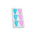 Blauer und rosafarbener Magnet in Form von Babyfüßen (22mm Durchmesser x 4mm Höhe) (unbeschriftete Packung)